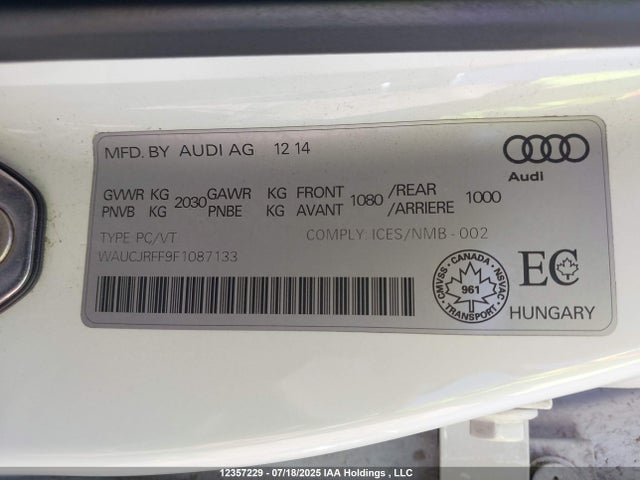 Audi A3 2015 WAUCJRFF9F1087133 Image 9