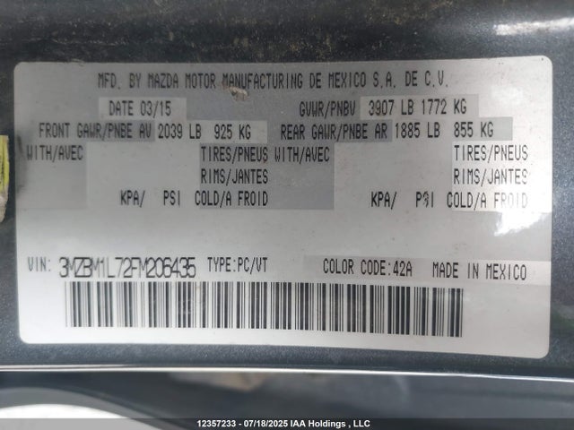 3MZBM1L72FM206435 Mazda pe