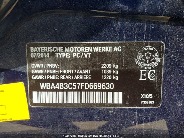 BMW 435i 2015 WBA4B3C57FD669630 Image 9