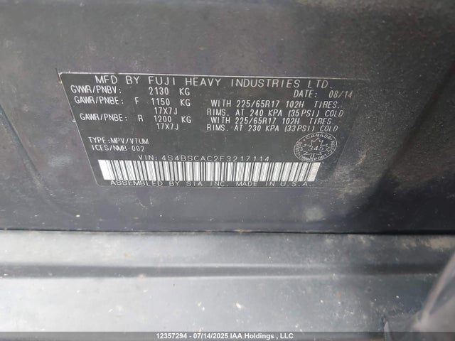 4S4BSCAC2F3217114 Subaru 2.5l c0
