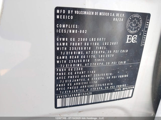 Volkswagen tsi 2024 3VV2B7AX6RM132425 Image 9