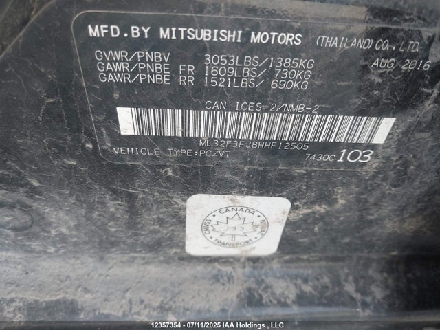 Mitsubishi 2017 2017 ML32F3FJ8HHF12505 Image 9