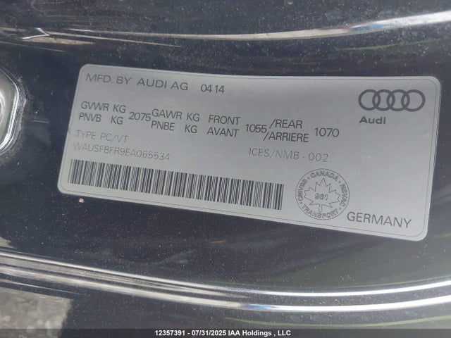 Audi flex fuel engine 2014 WAUSFBFR9EA065534 Image 9