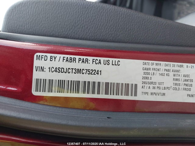 Dodge Durango 2021 1C4SDJCT3MC752241 Image 9