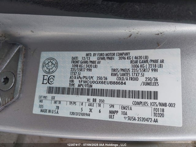 1FMCU0GX6EUB88684 Ford 2014
