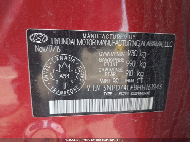 Hyundai Elantra 2017 5NPD74LF8HH161943 Image 9