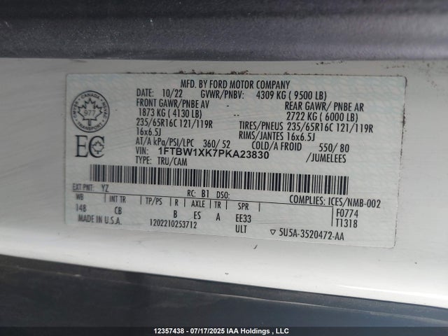 Ford 2023 2023 1FTBW1XK7PKA23830 Image 18