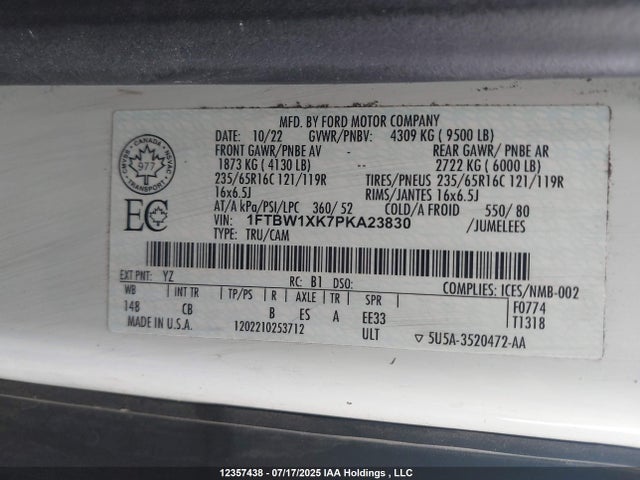 Ford 2023 2023 1FTBW1XK7PKA23830 Image 19