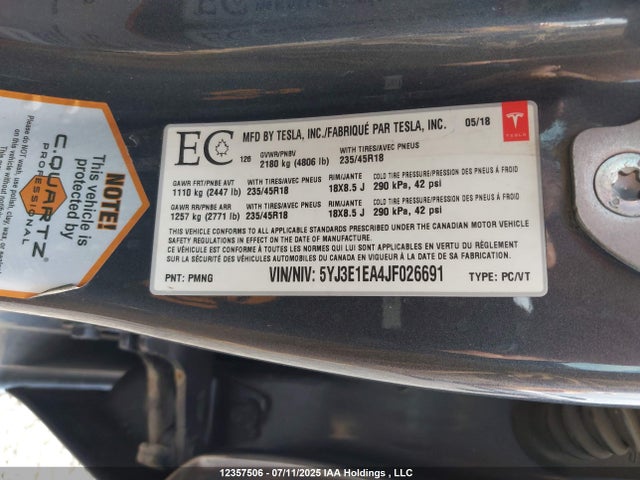 5YJ3E1EA4JF026691 Tesla 2018