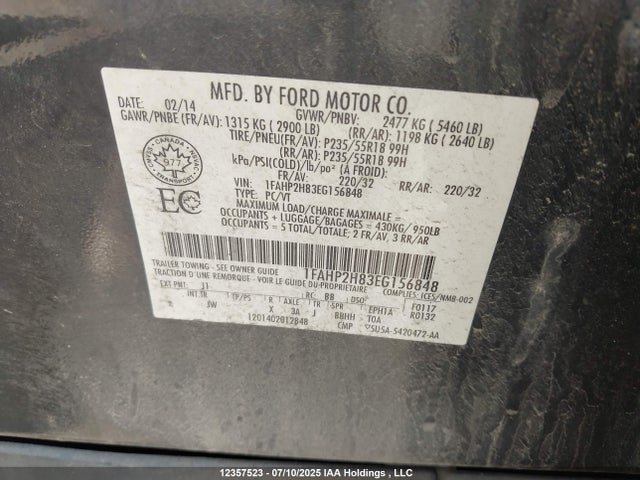 1FAHP2H83EG156848 Ford Taurus