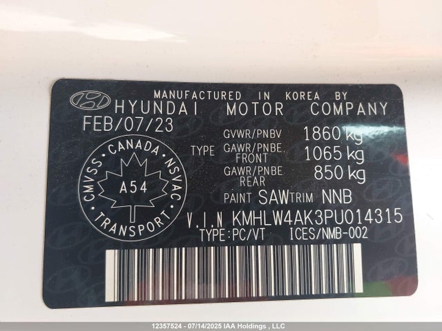 KMHLW4AK3PU014315 Hyundai t-gdi theta ii