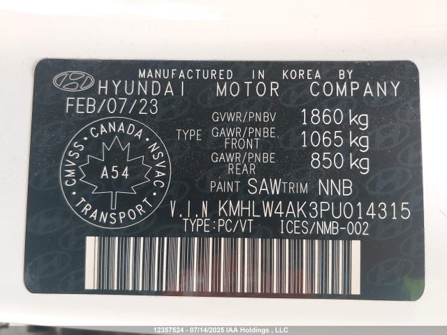 KMHLW4AK3PU014315 Hyundai t-gdi theta ii
