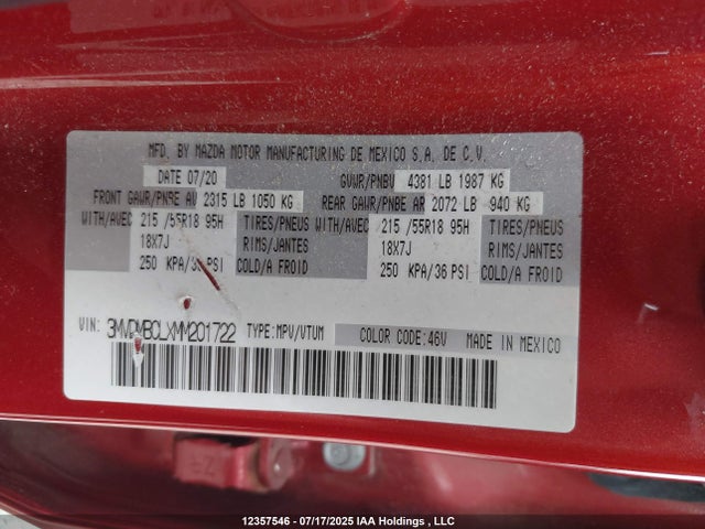 3MVDMBCLXMM201722 Mazda py