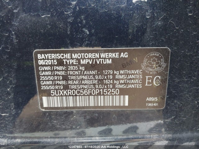 5UXKR0C56F0P15250 BMW 2015