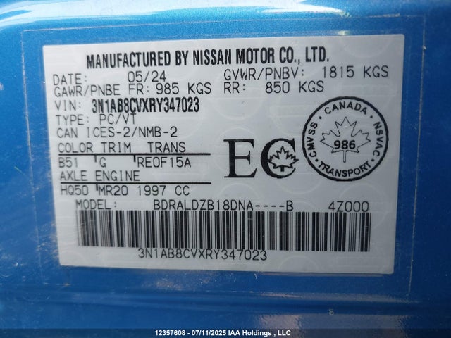 3N1AB8CVXRY347023 Nissan 2024