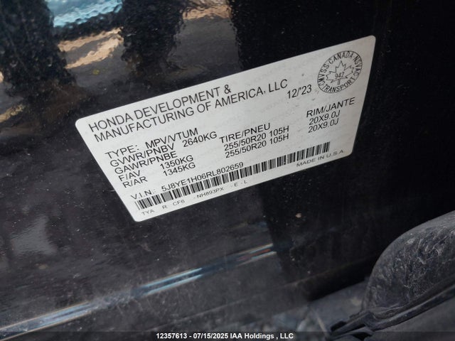 Acura j35y5 2024 5J8YE1H06RL802659 Image 9