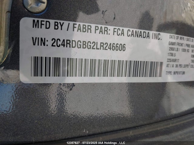 2C4RDGBG2LR246606 Dodge Grand Caravan