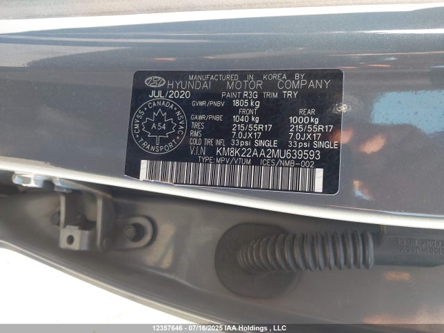 KM8K22AA2MU639593 Hyundai mpi nu