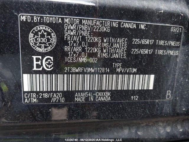 2T3BWRFV9MW112814 Toyota a25a-fxs, 3nm+4nm(ni)