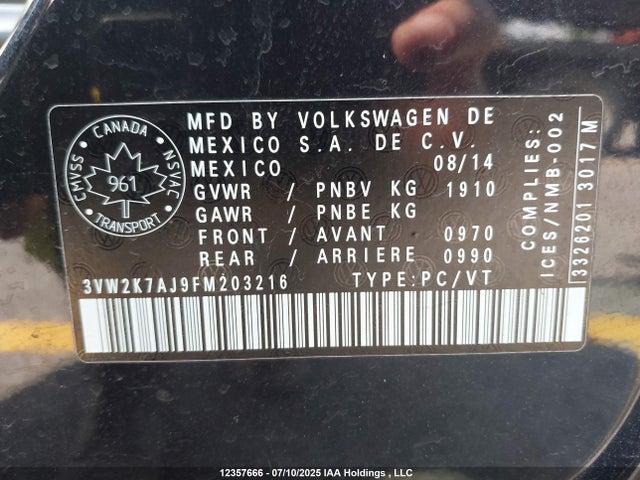 3VW2K7AJ9FM203216 Volkswagen Jetta