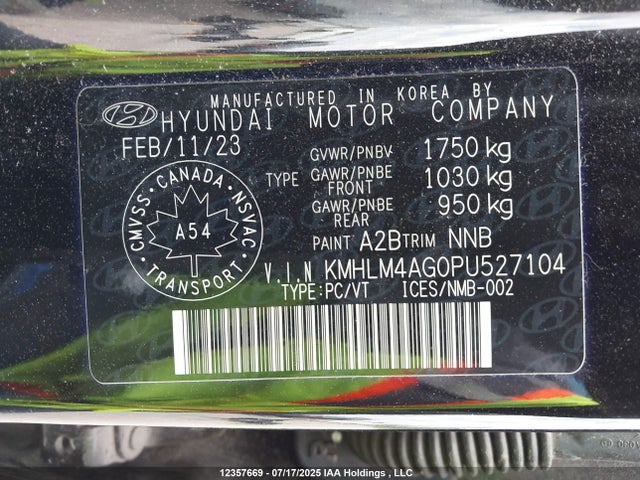 KMHLM4AG0PU527104 Hyundai mpi nu pe