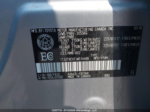 Toyota 2ar-fe 2018 2T3ZFREV7JW514486 Image 19