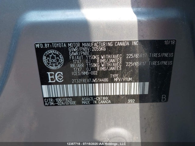 Toyota 2ar-fe 2018 2T3ZFREV7JW514486 Image 9