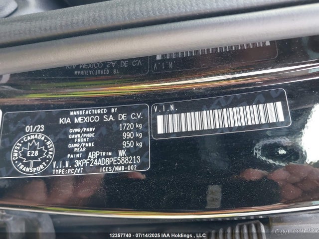 3KPF24AD8PE588213 KIA mpi nu