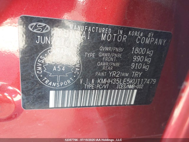 KMHH35LE5KU117479 Hyundai gdi nu