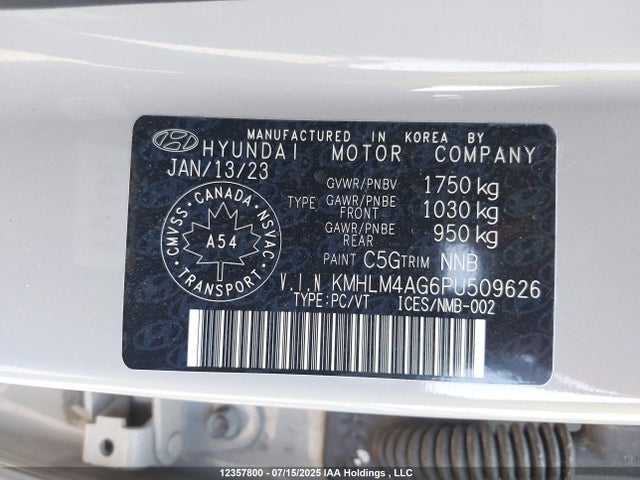 KMHLM4AG6PU509626 Hyundai mpi nu pe