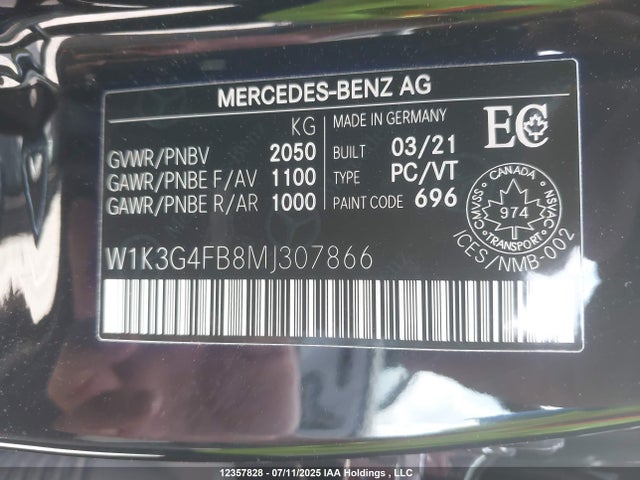 W1K3G4FB8MJ307866 Mercedes-Benz m260