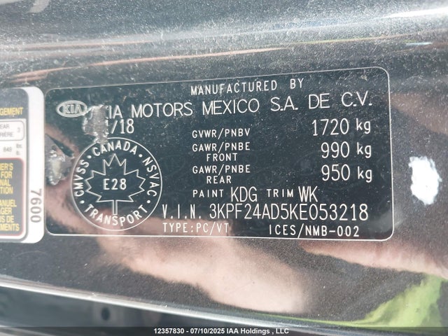 3KPF24AD5KE053218 KIA mpi nu