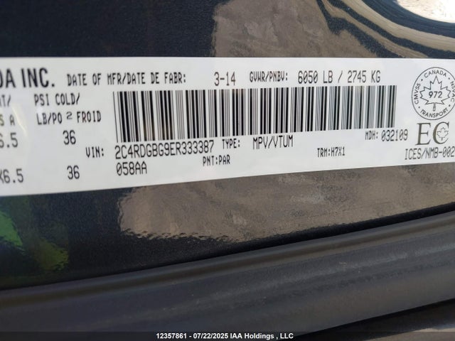 2C4RDGBG9ER333387 Dodge 2014