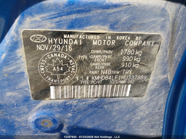 KMHD84LF1HU337889 Hyundai 2017