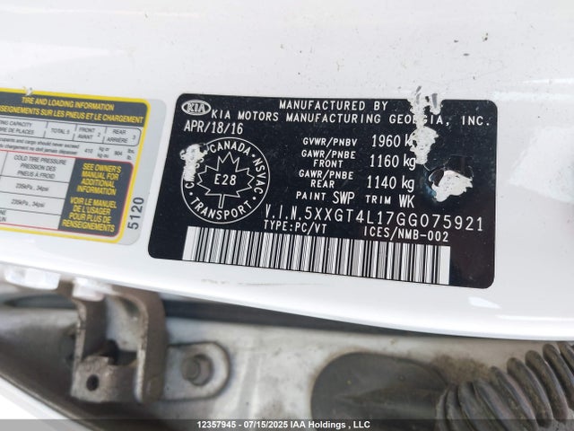 5XXGT4L17GG075921 KIA t-gdi gamma