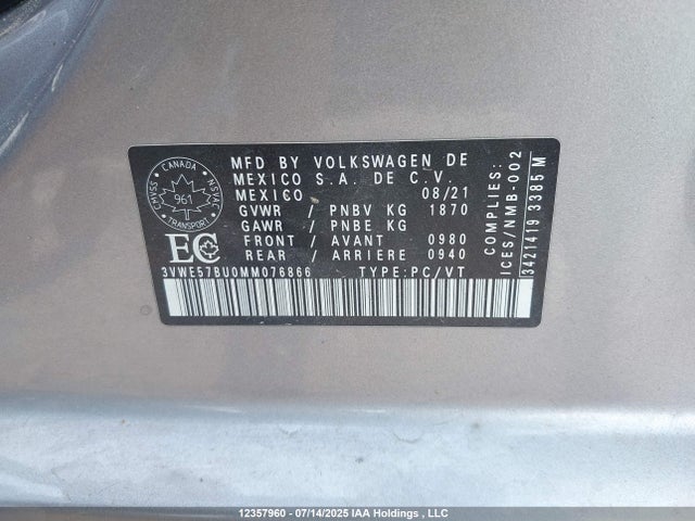3VWE57BU0MM076866 Volkswagen tsi