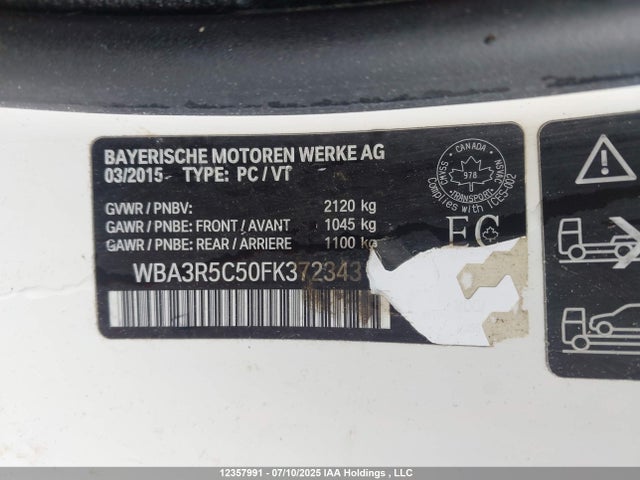 WBA3R5C50FK372343 BMW 2015