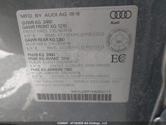 WA1L2AFP1HA054117 Audi 2.0t
