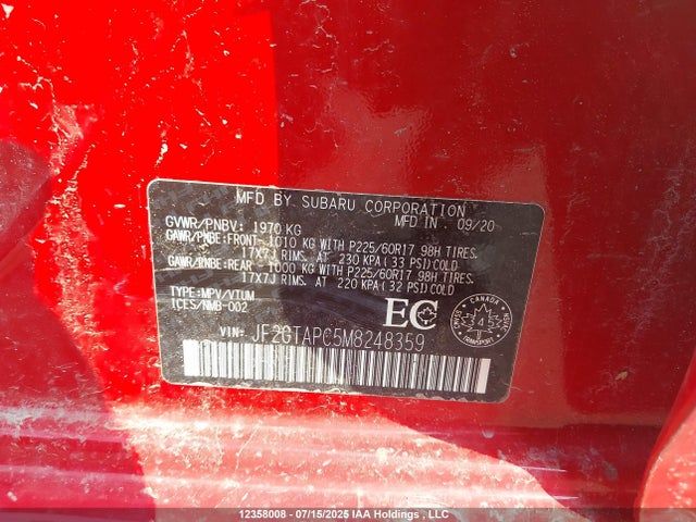 JF2GTAPC5M8248359 Subaru na