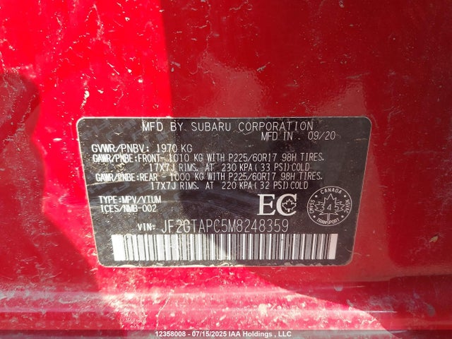 JF2GTAPC5M8248359 Subaru na