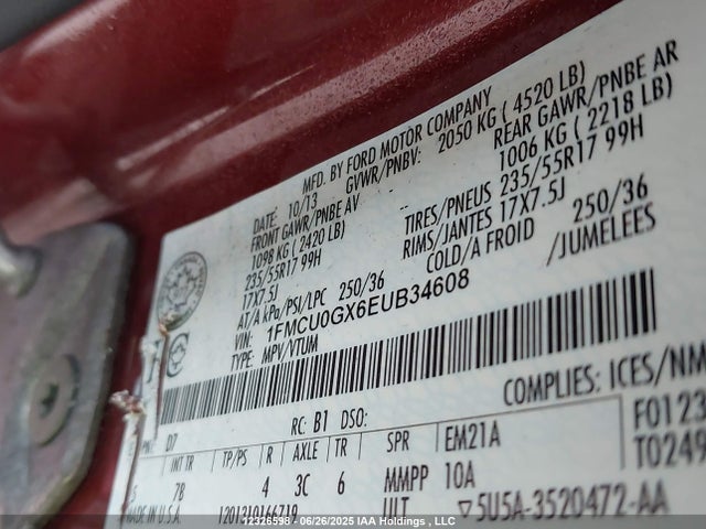1FMCU0GX6EUB34608 Ford 2014