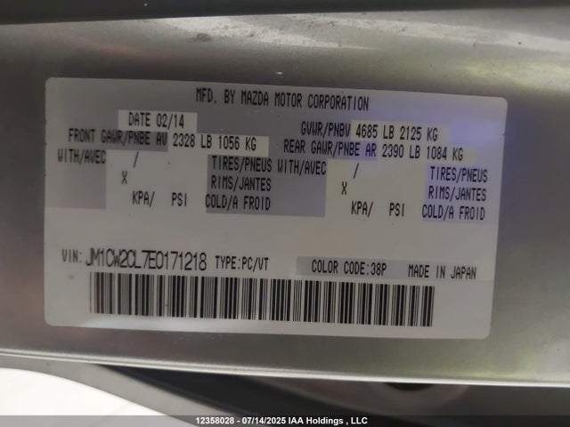JM1CW2CL7E0171218 Mazda l5x