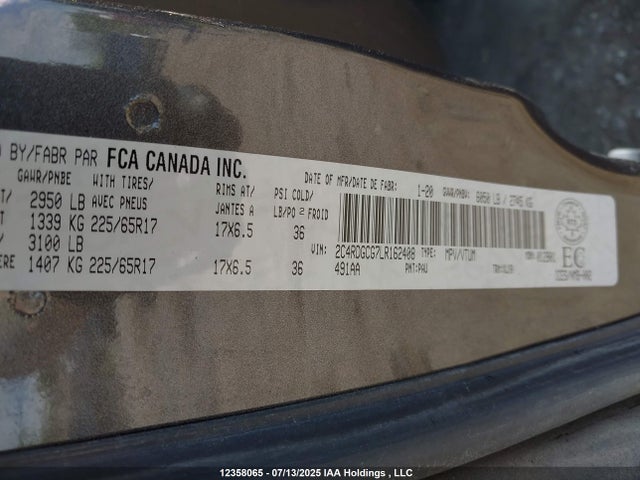 2C4RDGCG7LR162408 Dodge 2020