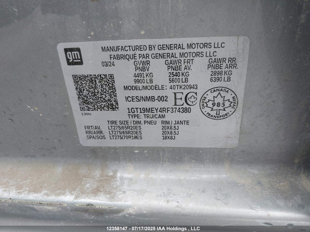 1GT19MEY4RF374380 GMC l5p