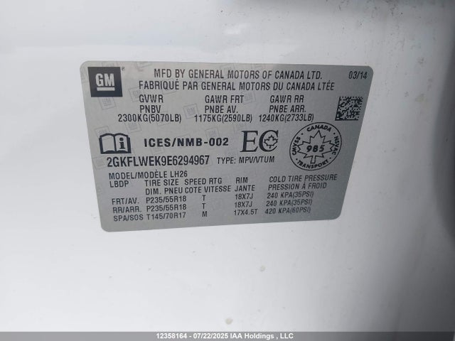 2GKFLWEK9E6294967 GMC lea - flex fuel (gas/alc), aluminum, high output
