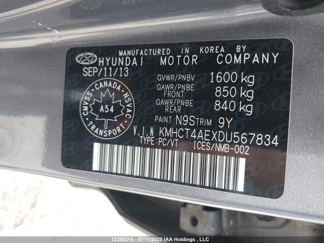 Продажа на аукционе авто 2013 Hyundai Accent Gl, vin: KMHCT4AEXDU567834, номер лота: 12358210