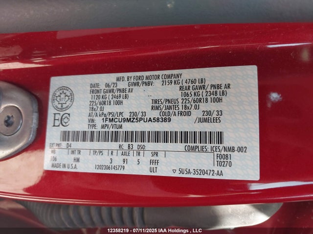 1FMCU9MZ5PUA58389 Ford dura d4 ivct atk