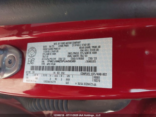 1FMCU9MZ5PUA58389 Ford dura d4 ivct atk