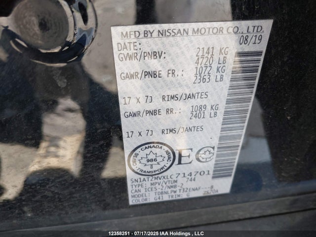 Nissan Rogue 2020 5N1AT2MVXLC714701 Image 9