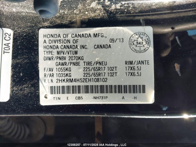 2HKRM4H52EH108102 Honda k24z7